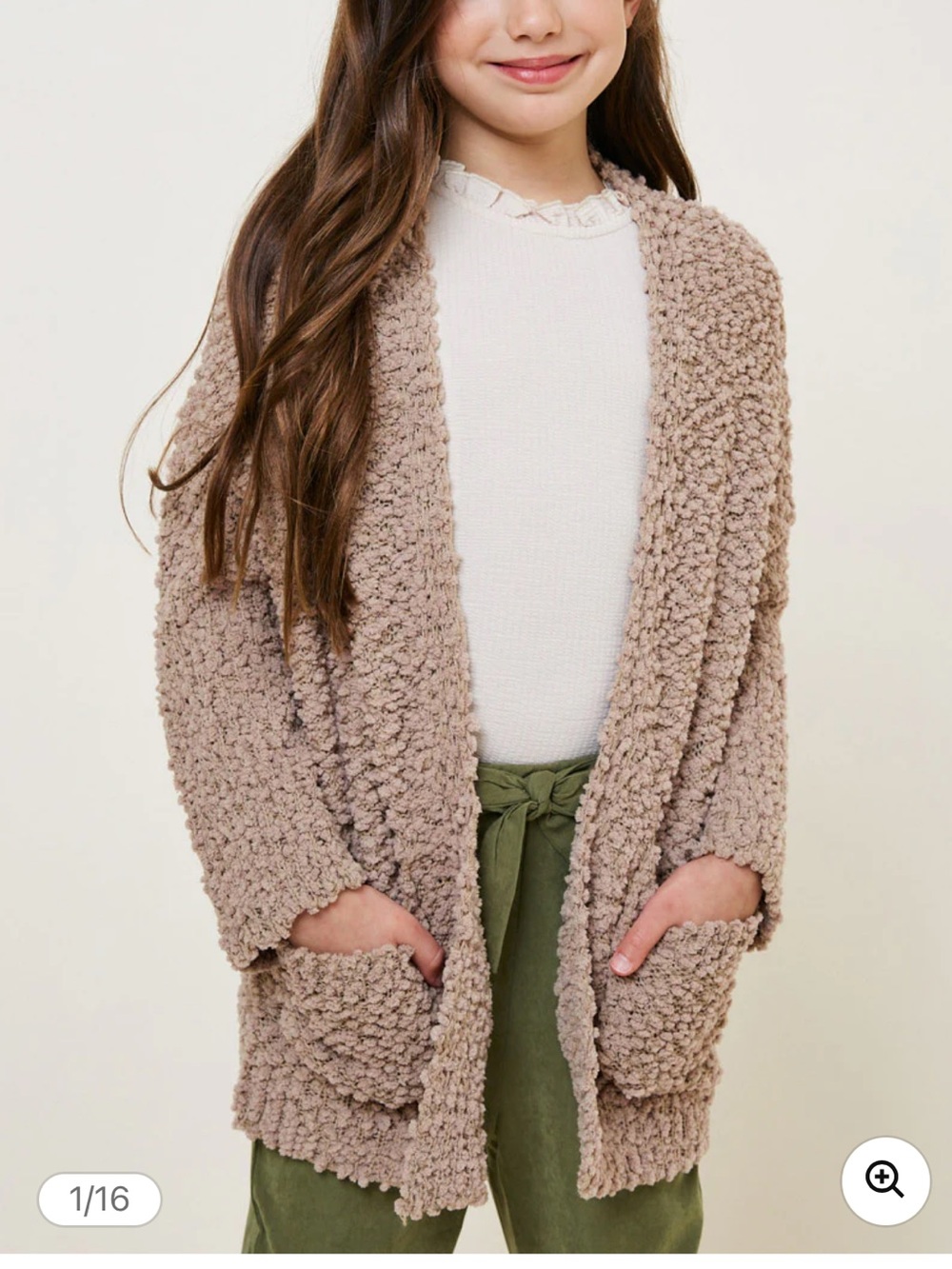 Hayden - Plush Open-Front Teddy Jacket in Taupe